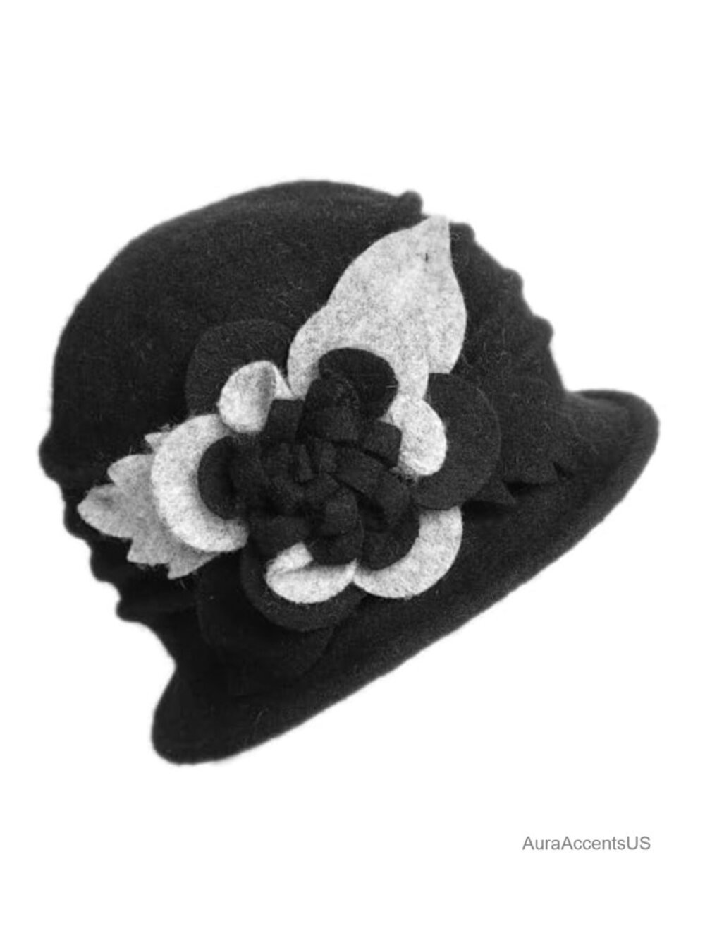 Women Beret Cloche Bucket Hat Wool Floral Winter Vintage 1920s